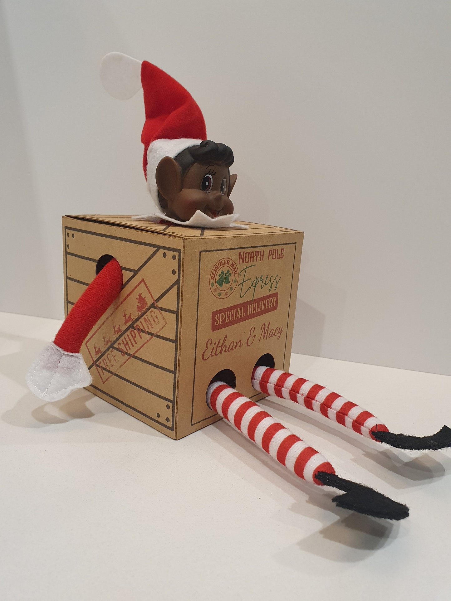 Elf Arrival Box, Includes an "Elves Behavin’ Badly" Plush Toy Elf! With Arm & Leg Holes