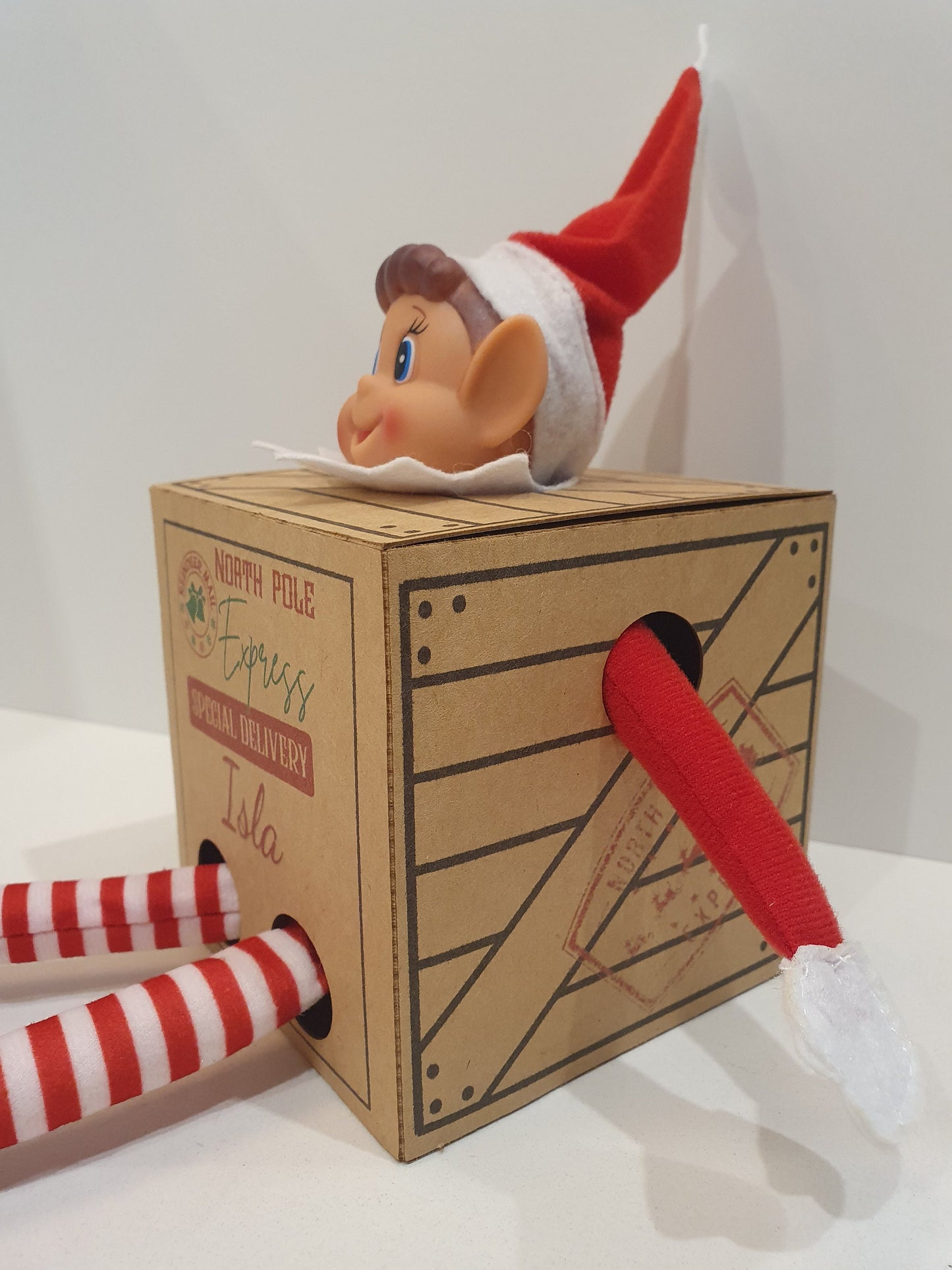 Elf Arrival Box, Includes an "Elves Behavin’ Badly" Plush Toy Elf! With Arm & Leg Holes