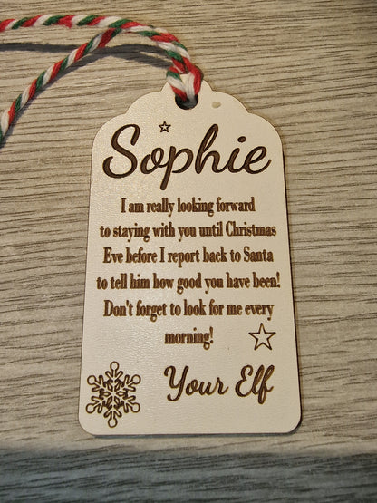 Personalised Elf Arrival Tag - Theroundbox Creations