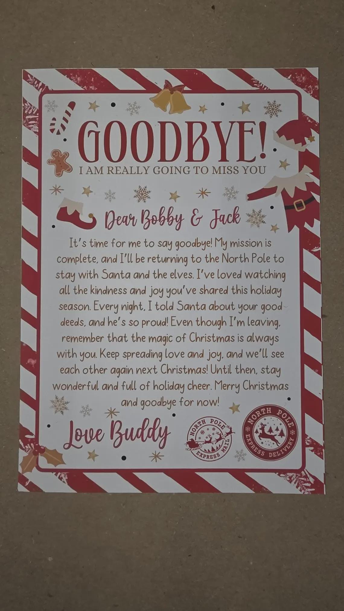 Personalised Elf Arrival Tag - Theroundbox Creations