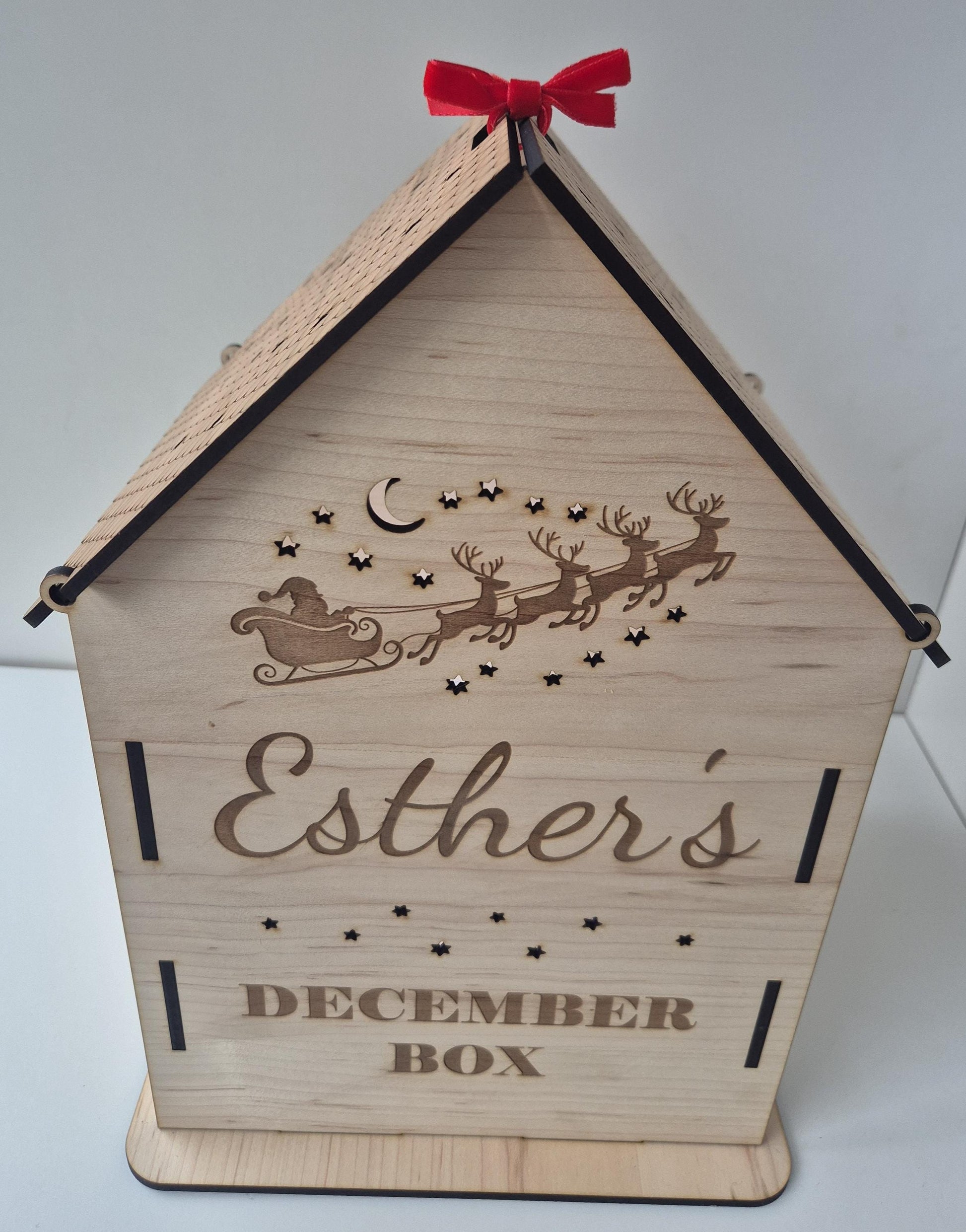 Personalised Engraved Wooden Christmas House Box Theroundbox Creations