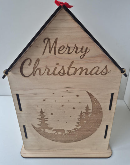 Personalised Engraved Wooden Christmas House Box Theroundbox Creations