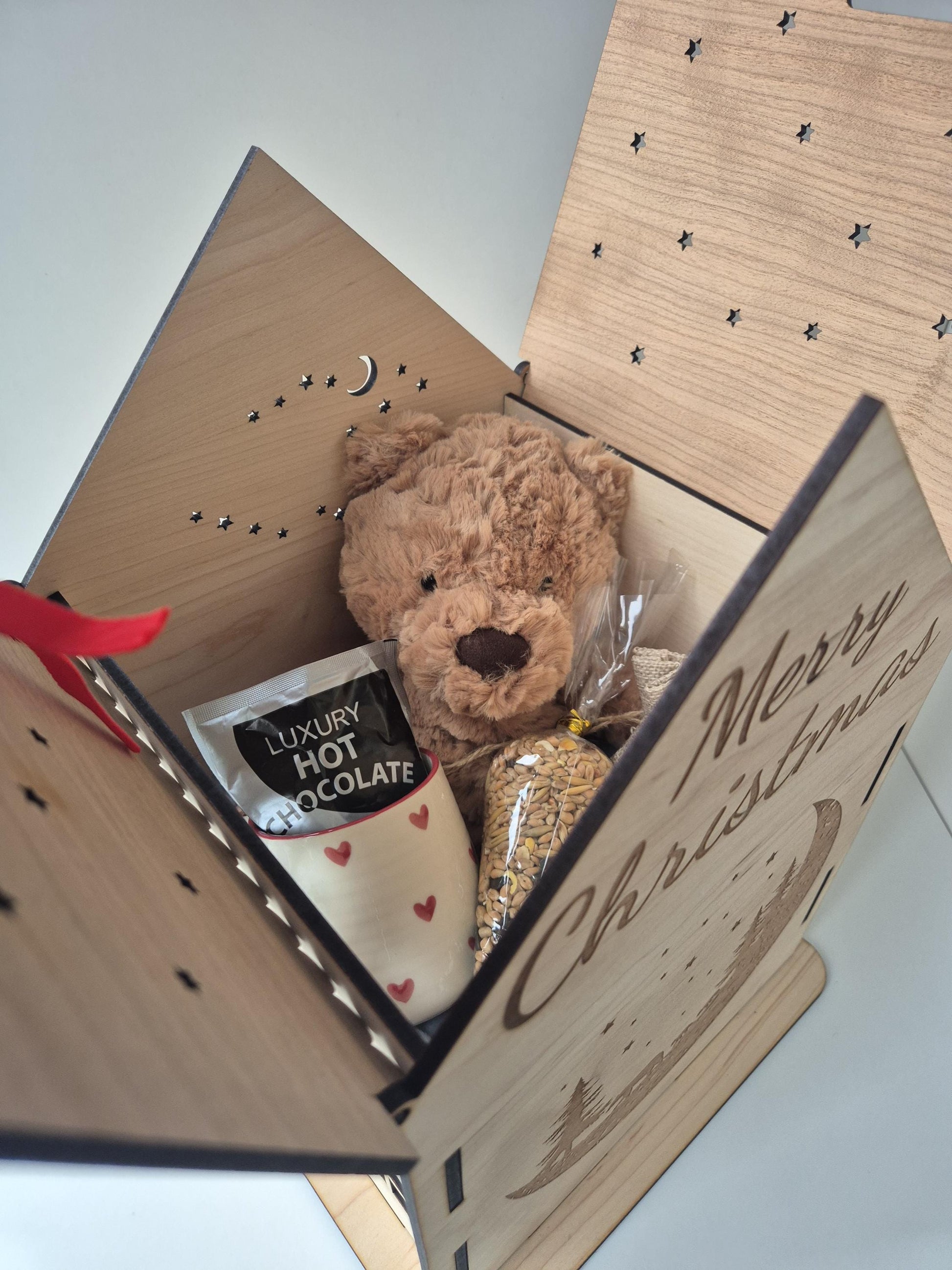 Personalised Engraved Wooden Christmas House Box Theroundbox Creations