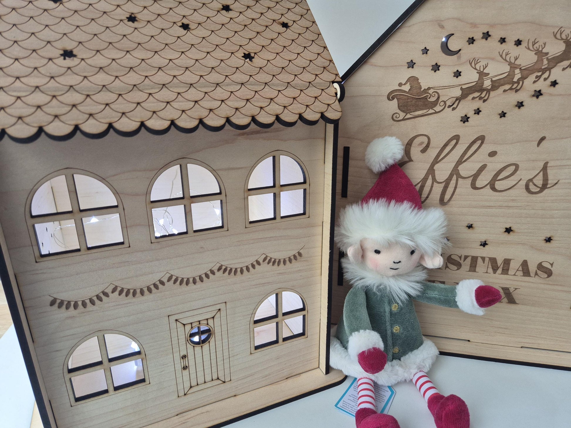 Personalised Engraved Wooden Christmas House Box Theroundbox Creations