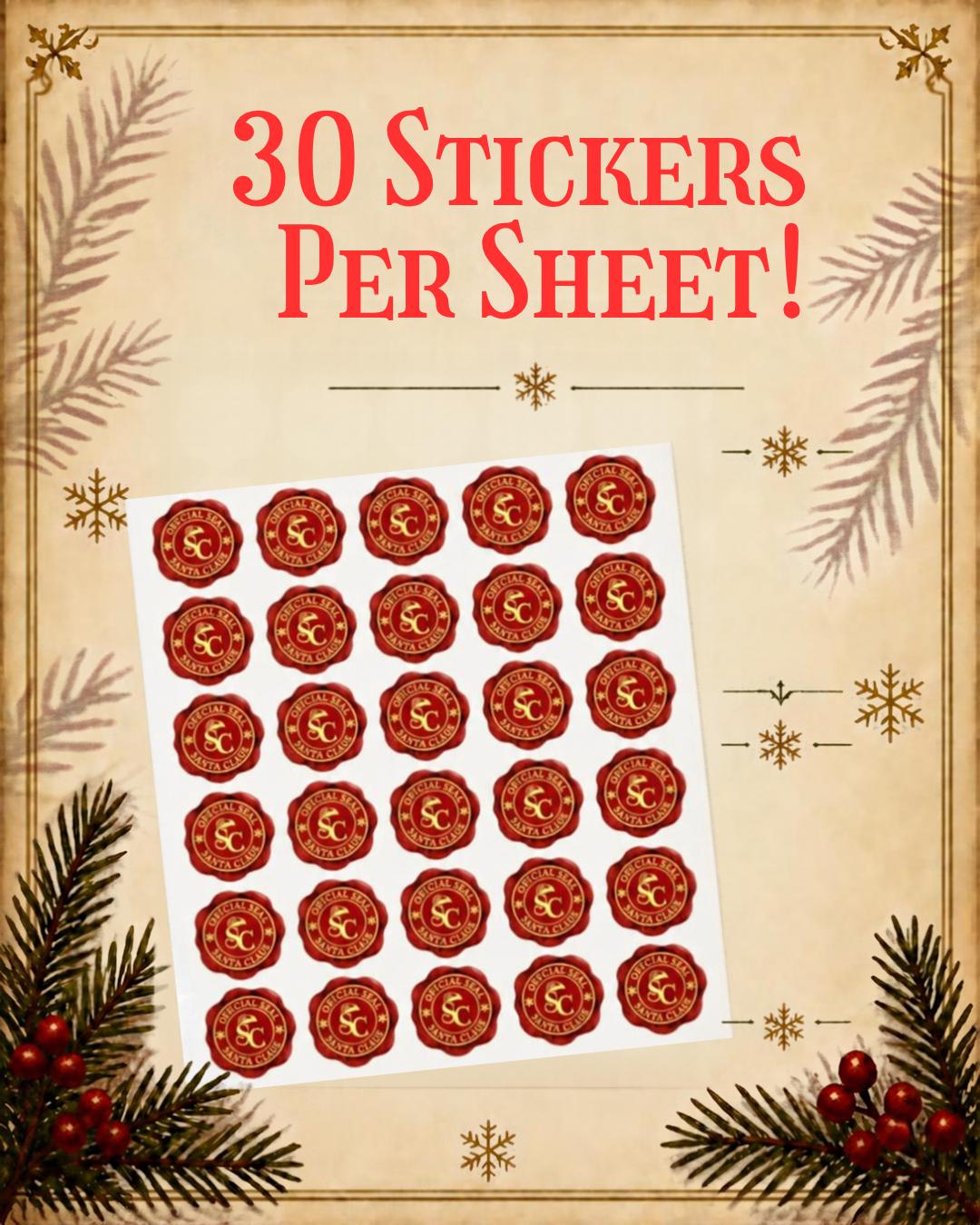 Official Santa seal stickers in red and gold