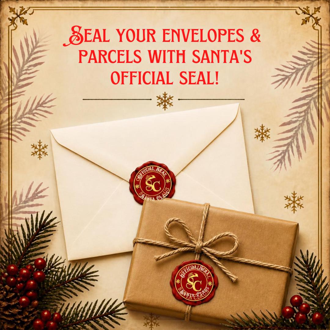Official Santa seal stickers in red and gold
