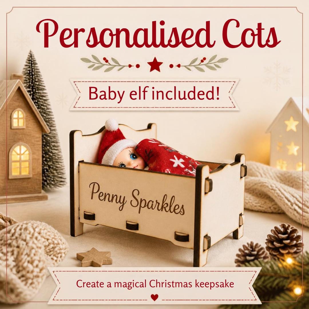 Personalised elf cot with baby elf