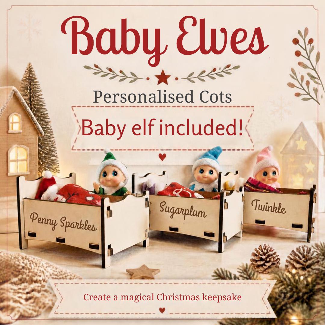 Personalised elf cot with baby elf