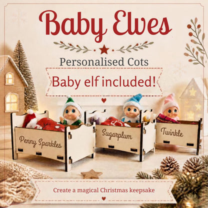 Personalised elf cot with baby elf
