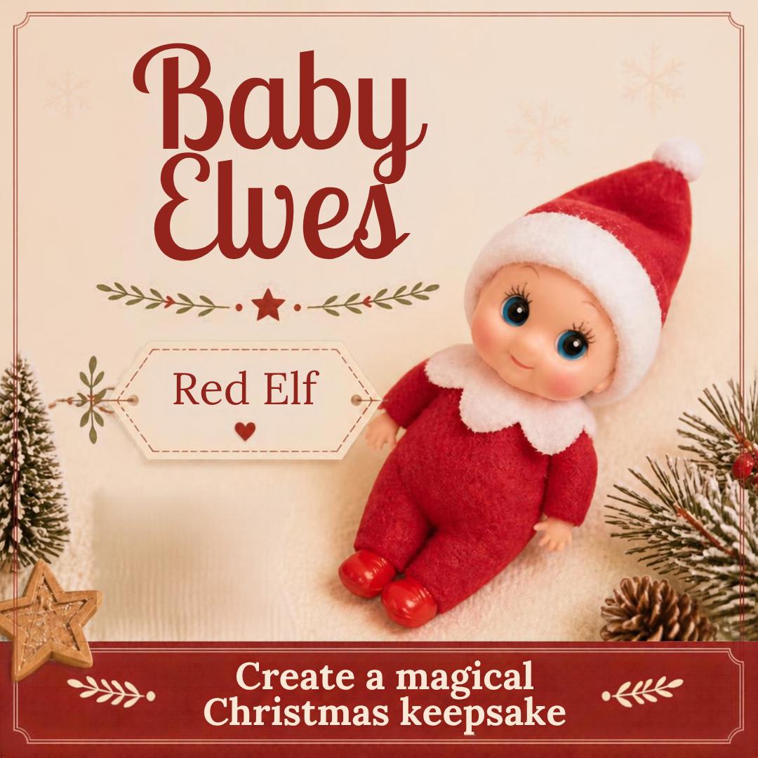 Elf cot with a red baby elf