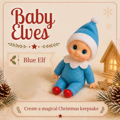 Elf cot with a blue baby elf
