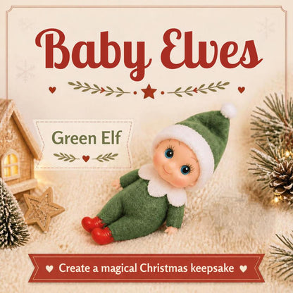 Elf cot with a green baby elf