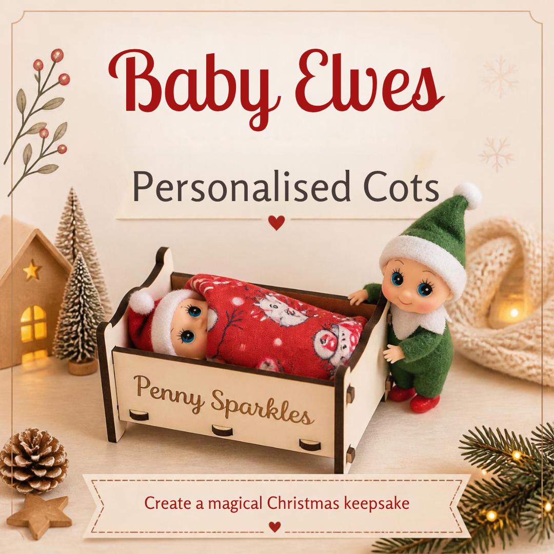 Personalised baby elf cot, elf not included
