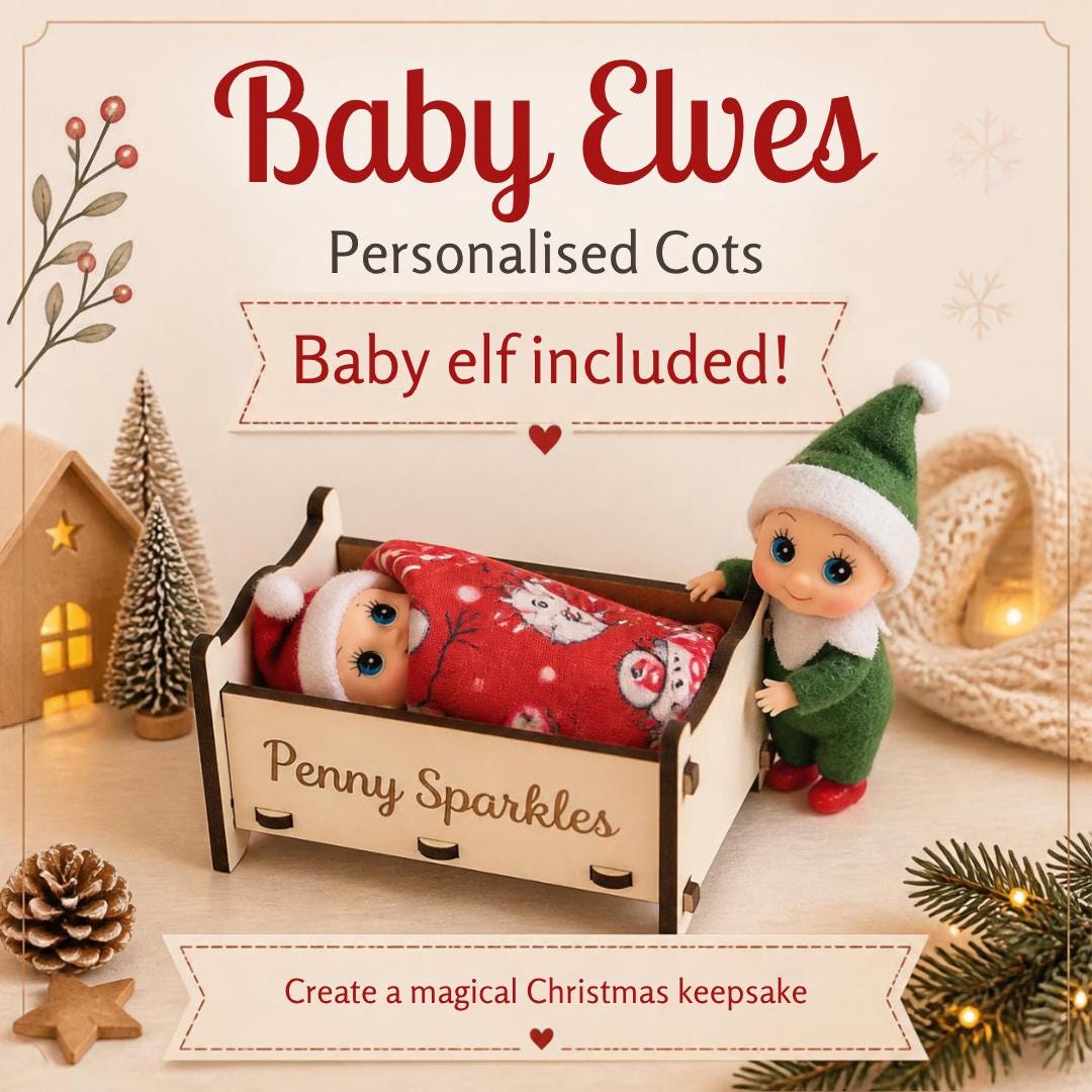 Personalised elf cot with baby elf