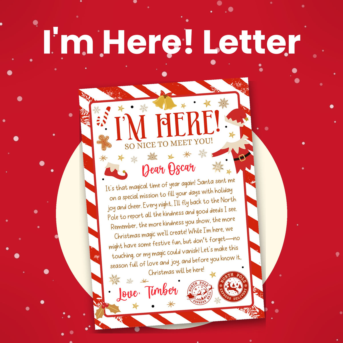 I'm Here! elf arrival letter to add to the elf arrival box